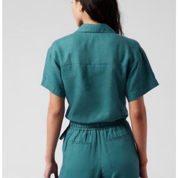 Athleta Playa Linen Tie Wrap Top Borealis Green Size XS - Picture 7 of 10